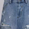 Blaue Vintage-Carpenter-Jeans im Distressed-Look