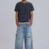 Blaue Vintage-Carpenter-Jeans im Distressed-Look
