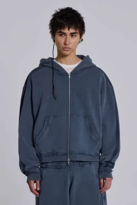 Blauer, sportlicher, weiter Monster Hoodie