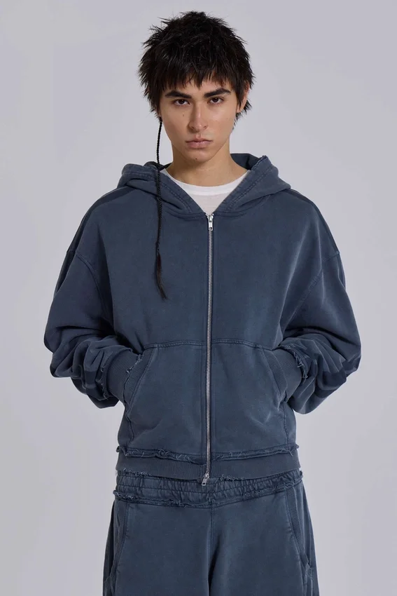 Blauer, sportlicher, weiter Monster Hoodie