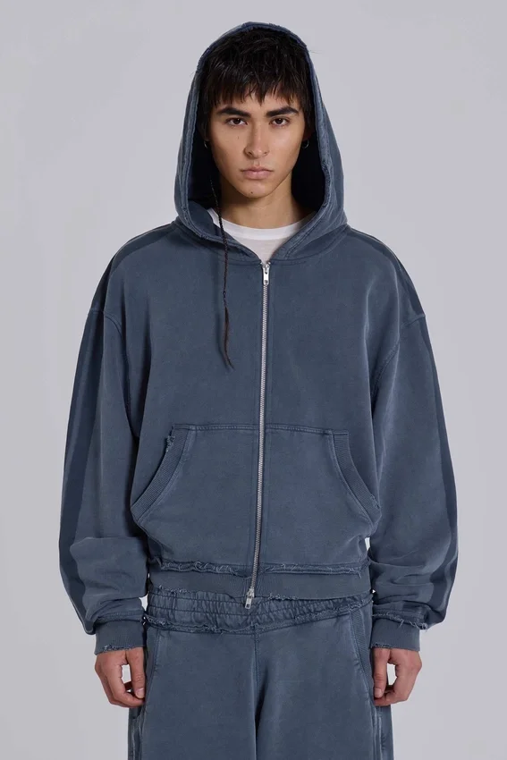 Blauer, sportlicher, weiter Monster Hoodie
