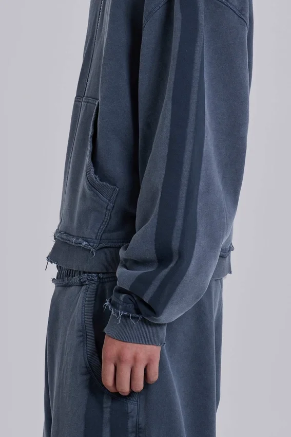 Blauer, sportlicher, weiter Monster Hoodie
