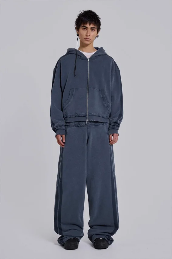 Blauer, sportlicher, weiter Monster Hoodie