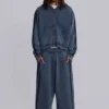 Blauer, sportlicher, weiter Monster Hoodie