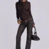 Braune Cooper-Jeans im Bootcut-Schnitt aus PU