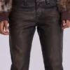 Braune Cooper-Jeans im Bootcut-Schnitt aus PU