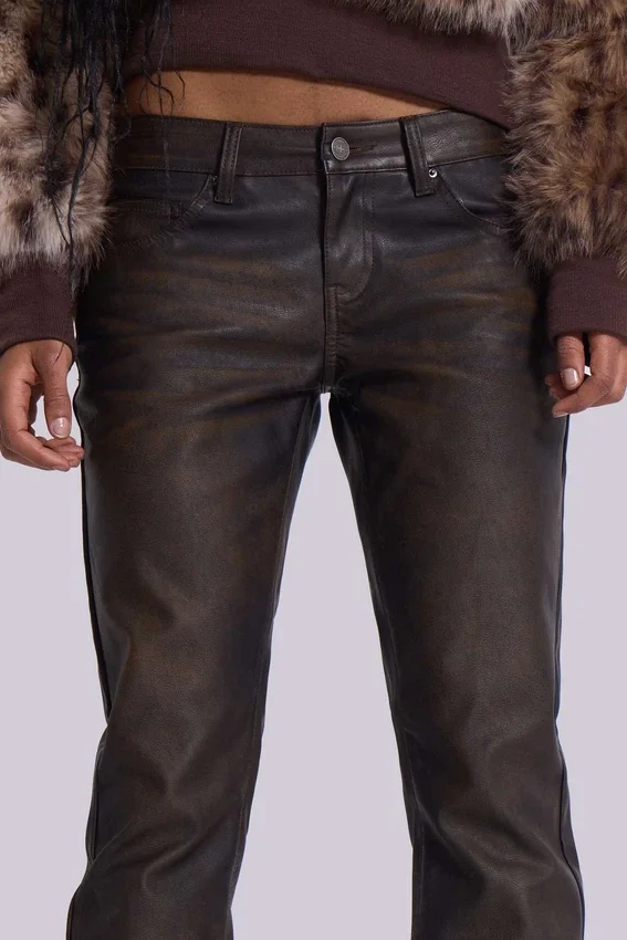Braune Cooper-Jeans im Bootcut-Schnitt aus PU
