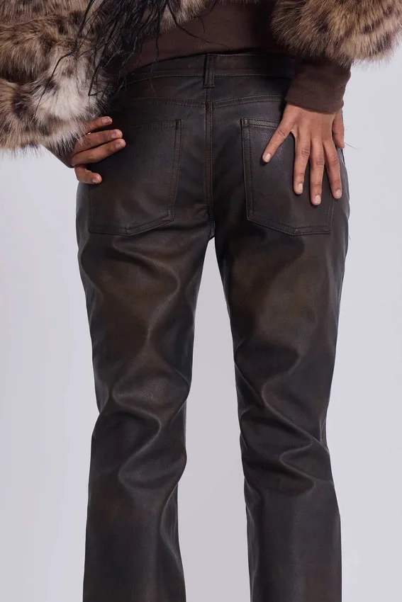 Braune Cooper-Jeans im Bootcut-Schnitt aus PU