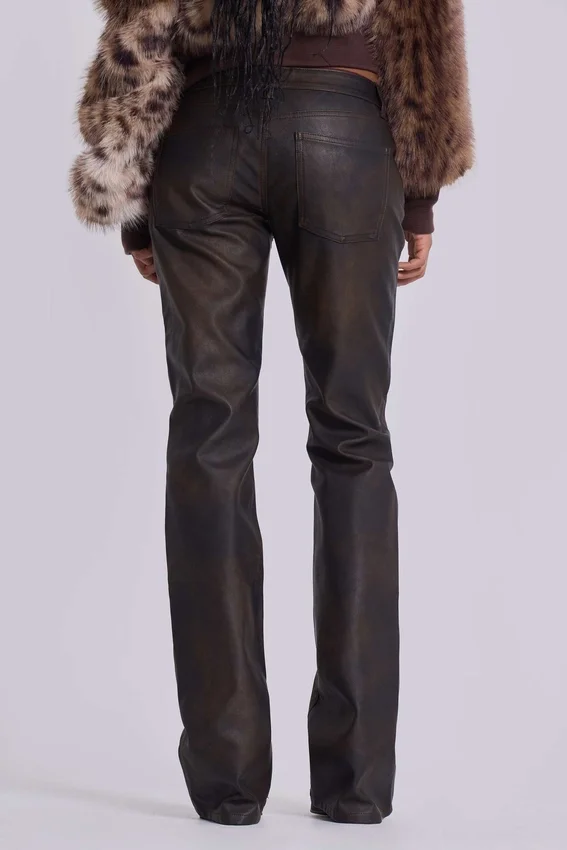 Braune Cooper-Jeans im Bootcut-Schnitt aus PU