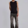 Braune, geknitterte Drift-Bootcut-Jeans