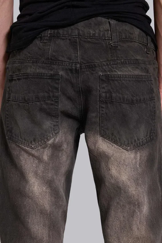 Braune, geknitterte Drift-Bootcut-Jeans