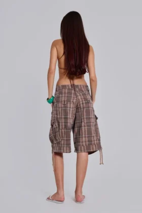 Braune karierte Cadet-Shorts