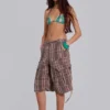 Braune karierte Cadet-Shorts
