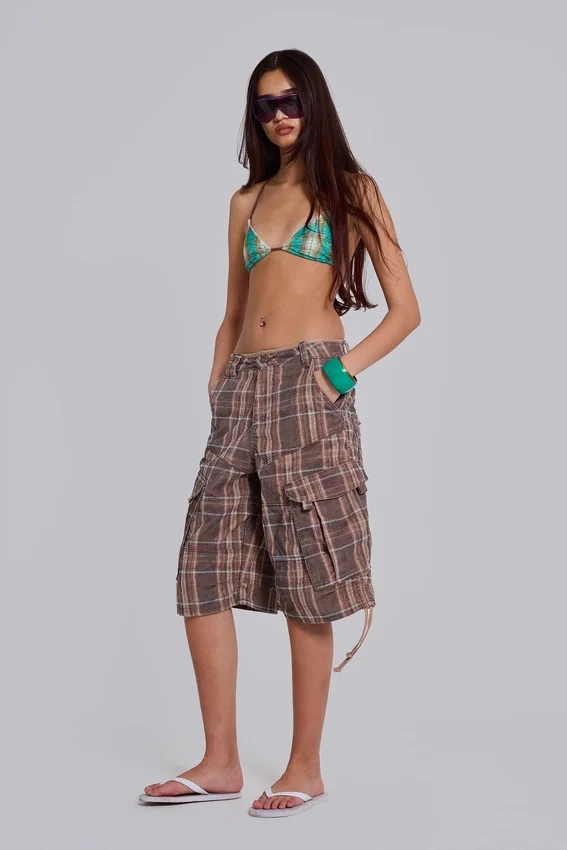 Braune karierte Cadet-Shorts