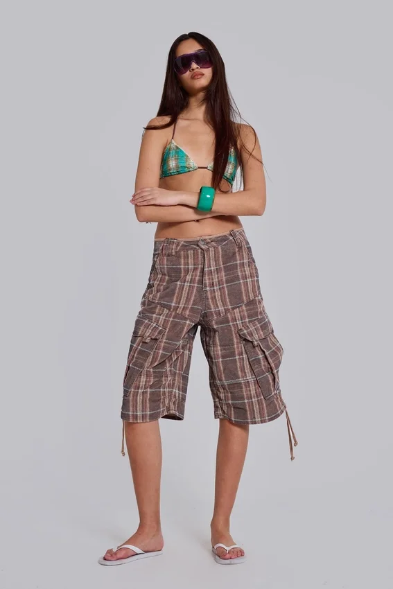 Braune karierte Cadet-Shorts