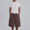 Braune, weite Parachute Cargo-Shorts