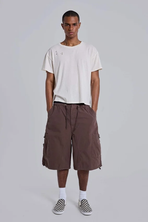 Braune, weite Parachute Cargo-Shorts