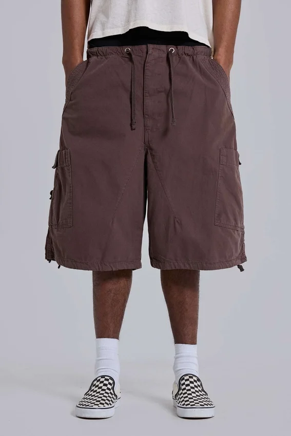 Braune, weite Parachute Cargo-Shorts