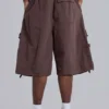Braune, weite Parachute Cargo-Shorts