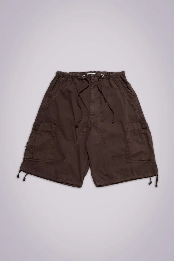 Braune, weite Parachute Cargo-Shorts