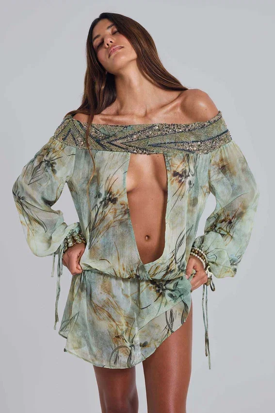 Breccia Mini-Kleid mit Verzierungen