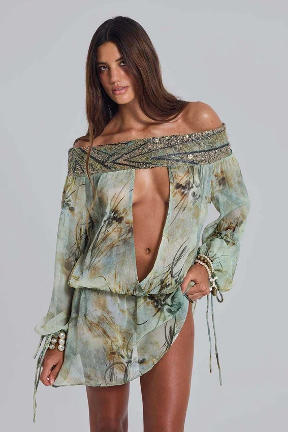 Breccia Mini-Kleid mit Verzierungen