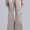 Briony Satin-Cargohose mit Nieten