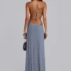 Brisa Asymmetrisches, handperlbesticktes Maxikleid