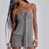 Brunelle Minikleid mit Federn