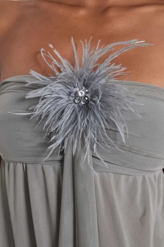 Brunelle Minikleid mit Federn