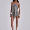 Brunelle Minikleid mit Federn