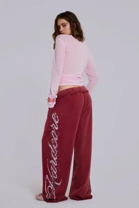 Burgunderrote Hardcore Jewel Monster Joggers