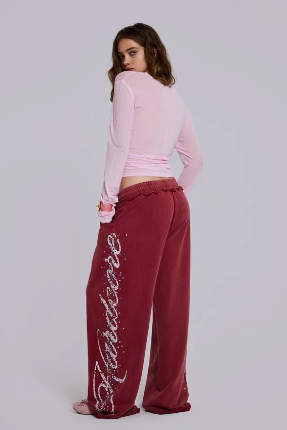 Burgunderrote Hardcore Jewel Monster Joggers
