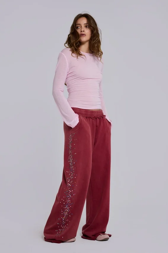 Burgunderrote Hardcore Jewel Monster Joggers