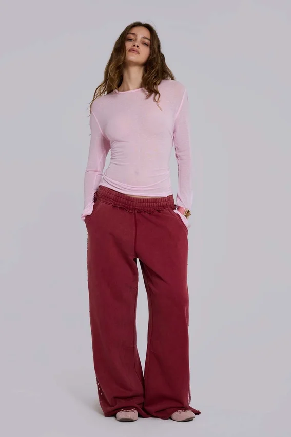 Burgunderrote Hardcore Jewel Monster Joggers