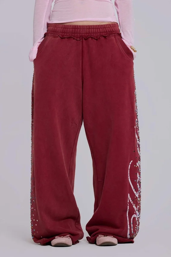 Burgunderrote Hardcore Jewel Monster Joggers