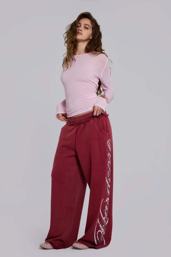 Burgunderrote Hardcore Jewel Monster Joggers