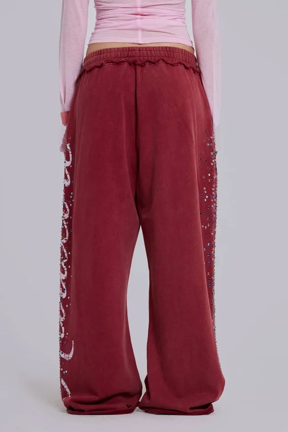 Burgunderrote Hardcore Jewel Monster Joggers