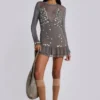 „Button Me Up“-Minikleid in Grau