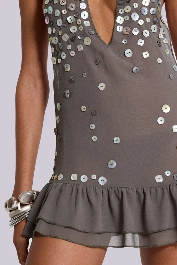 „Button Me Up“-Minikleid in Grau