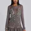 „Button Me Up“-Minikleid in Grau