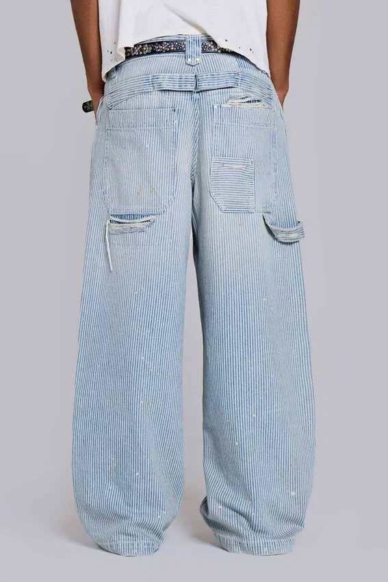 Carpenter-Jeans mit Nadelstreifen und doppelten Knieverstärkungen
