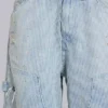 Carpenter-Shorts mit Nadelstreifen und doppelten Knieverstärkungen