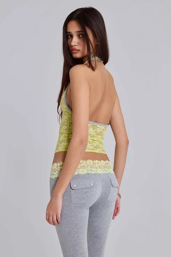 Cassia Lace Henley-Haltertop