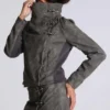 Cera Clasp PU-Leder-Funnel-Jacke