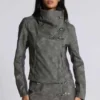 Cera Clasp PU-Leder-Funnel-Jacke