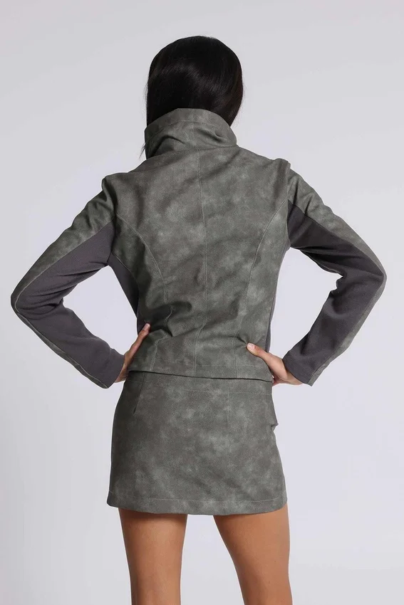 Cera Clasp PU-Leder-Funnel-Jacke
