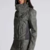 Cera Clasp PU-Leder-Funnel-Jacke