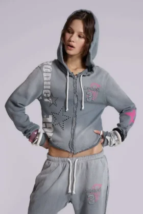 Cleo Graphic Zip-Through-Hoodie