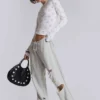 Cleo Jogginghose mit Bootcut-Schnitt und Used-Look